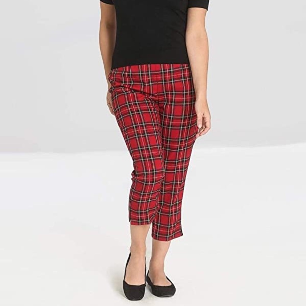 Hell bunny Irvine red plaid cropped pants - XS